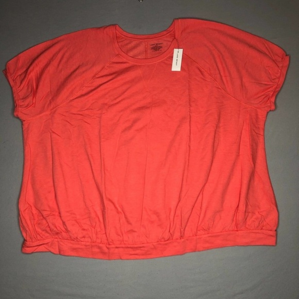 NWT Lane Bryant Soft Short Sleeve Crew Neck Coral/Orange Shirt Size 34/36